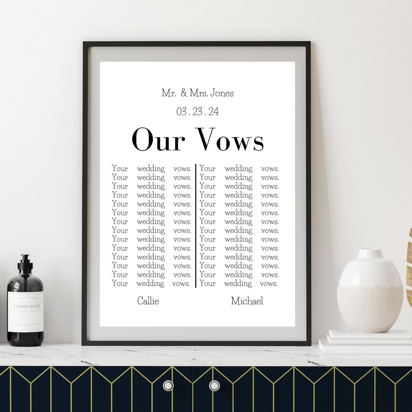 Wedding Vows Anniversary Gift - Customizable