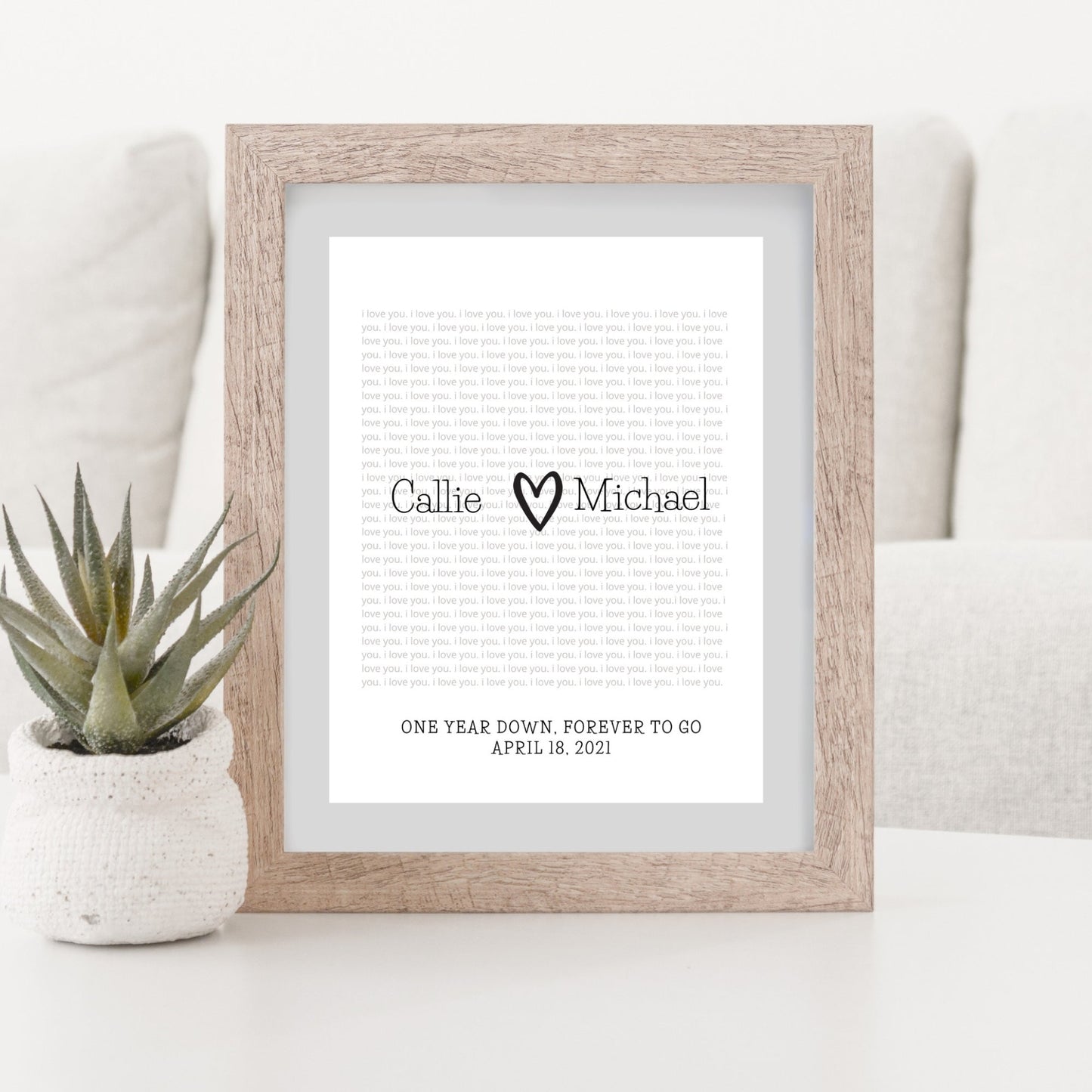 One Year Down Forever To Go Anniversary Gift - Customizable