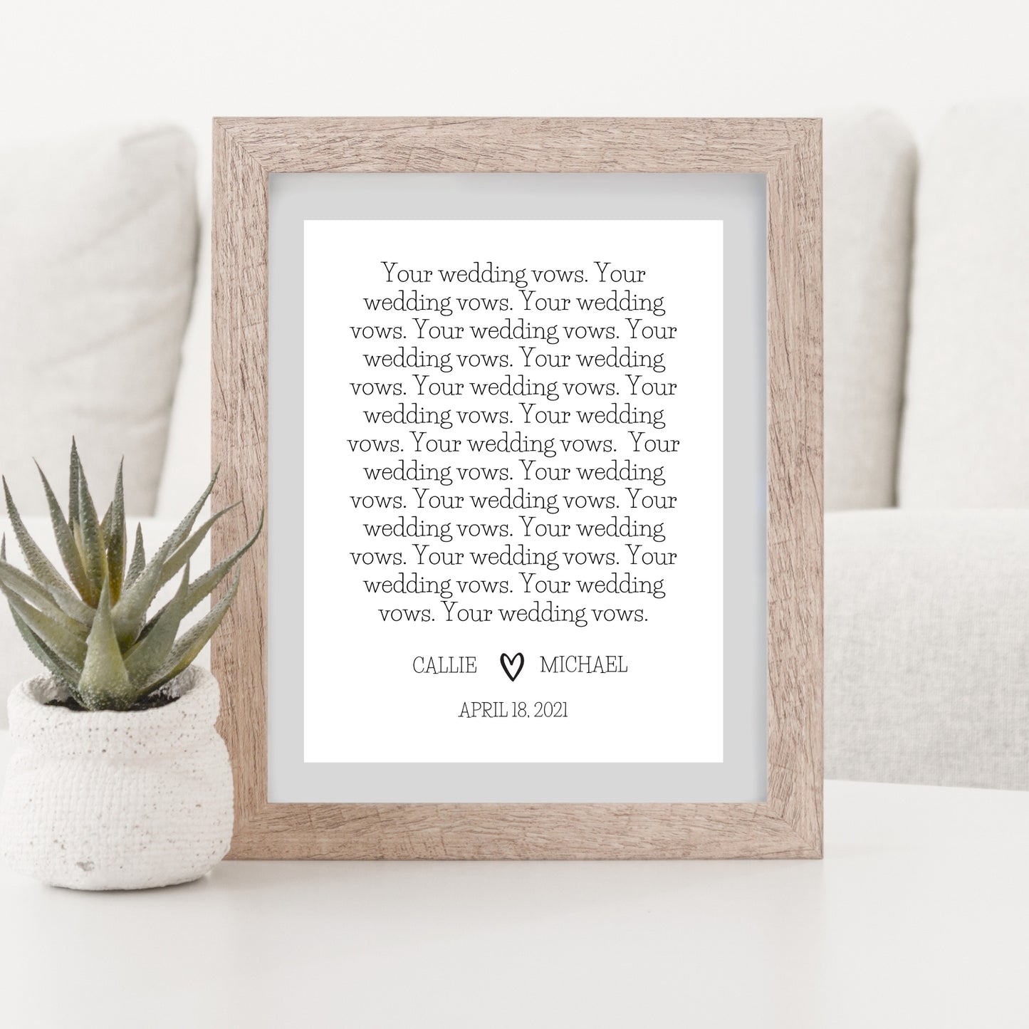 Your Wedding Vows Print Anniversary Gift - Customizable