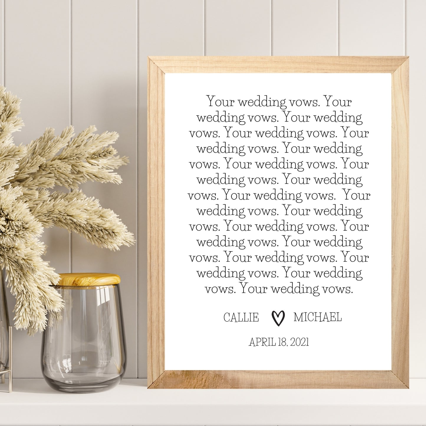 Your Wedding Vows Print Anniversary Gift - Customizable