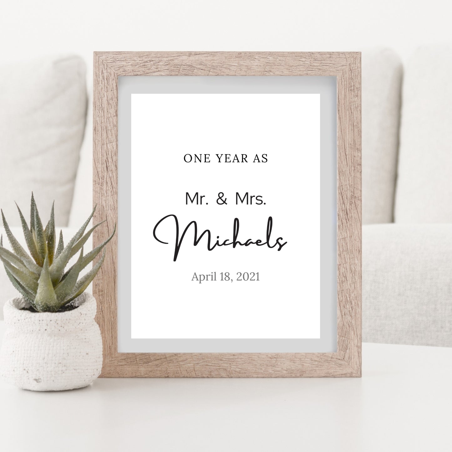 One Year As Mr. and Mrs Anniversary Gift - Customizable