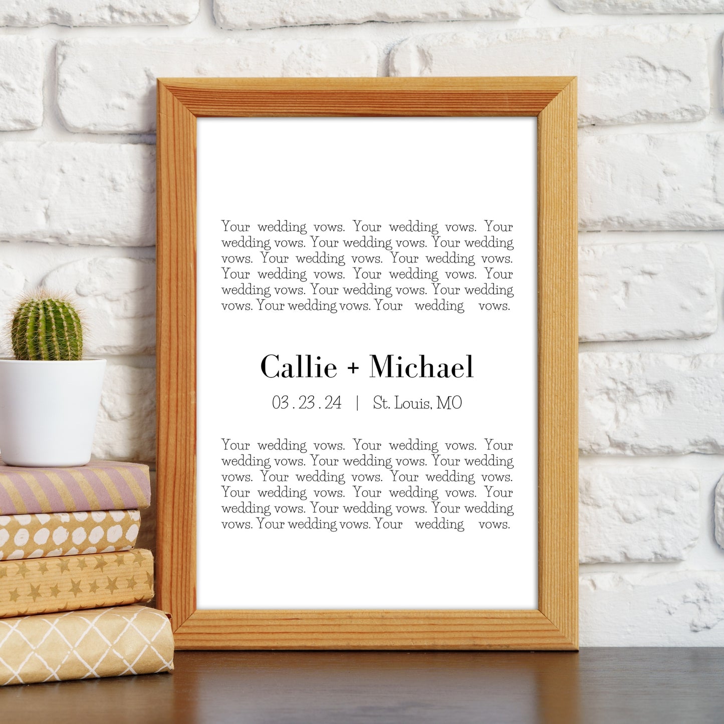 Wedding Vows Anniversary Gift - Customizable