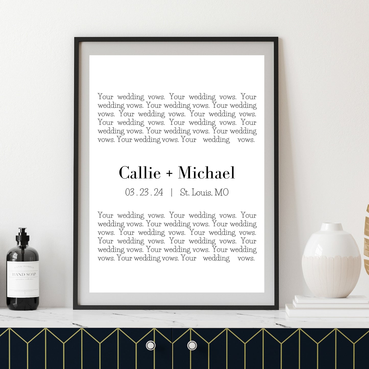 Wedding Vows Anniversary Gift - Customizable