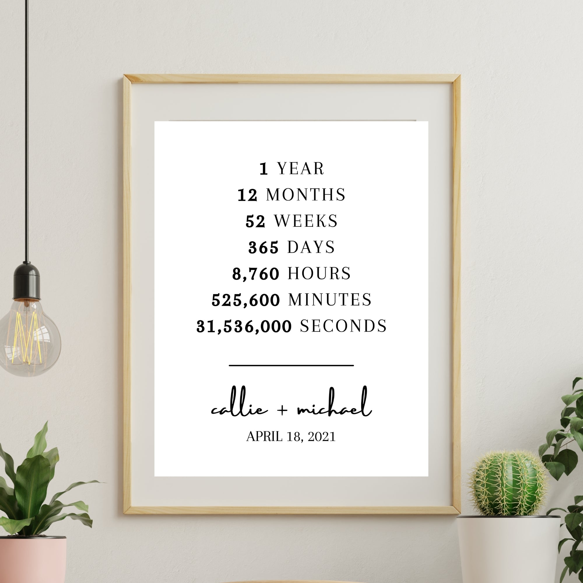 first year gift printed and framed