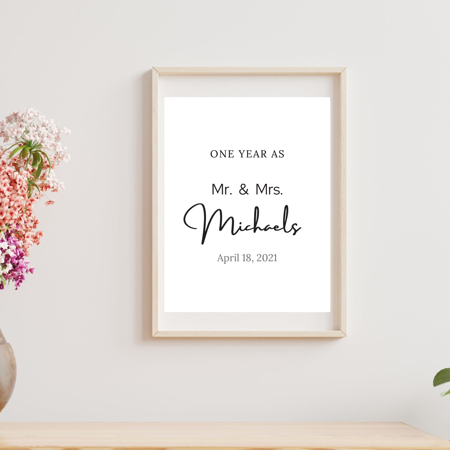 One Year As Mr. and Mrs Anniversary Gift - Customizable