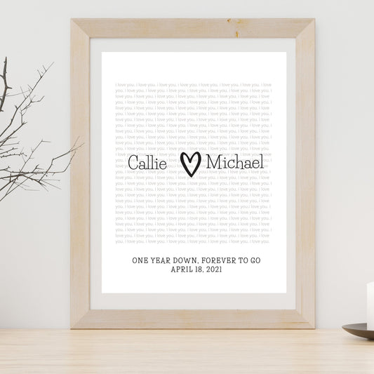 One Year Down Forever To Go Anniversary Gift - Customizable