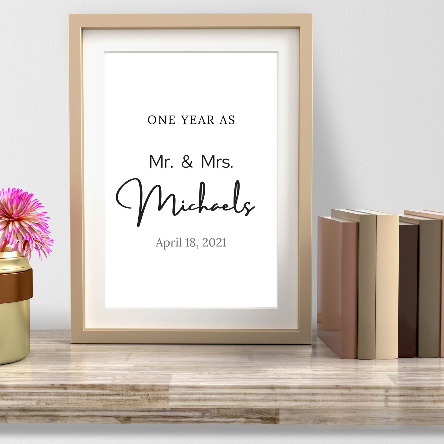 One Year As Mr. and Mrs Anniversary Gift - Customizable