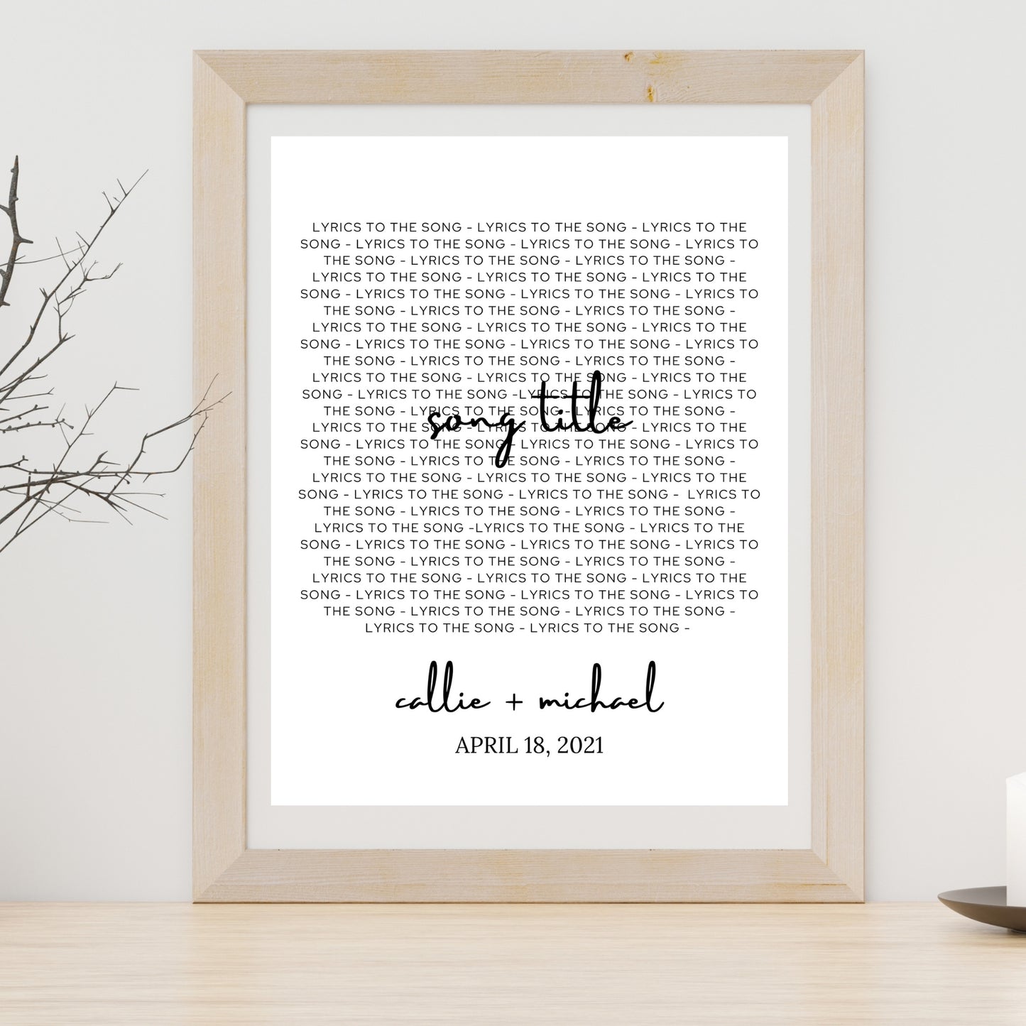 Song Title Anniversary Gift - Customizable