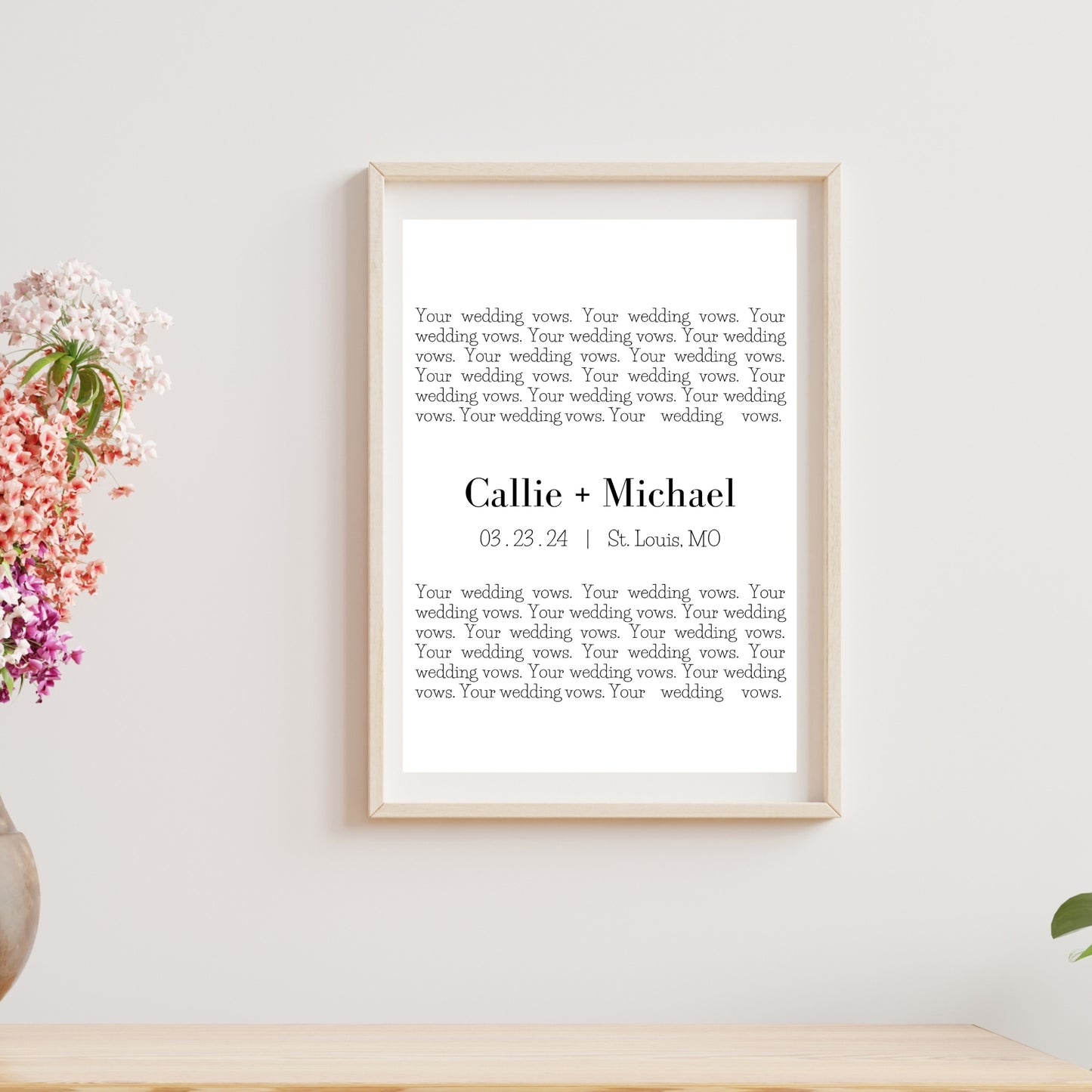 Wedding Vows Anniversary Gift - Customizable