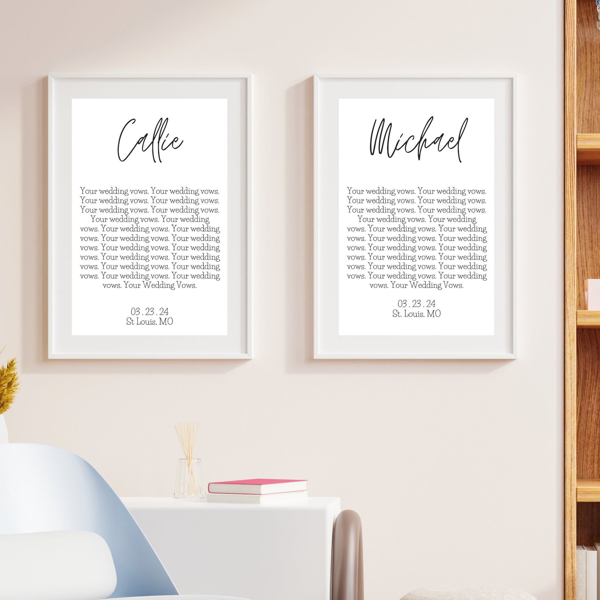 Wedding vows print with wife and husbands names