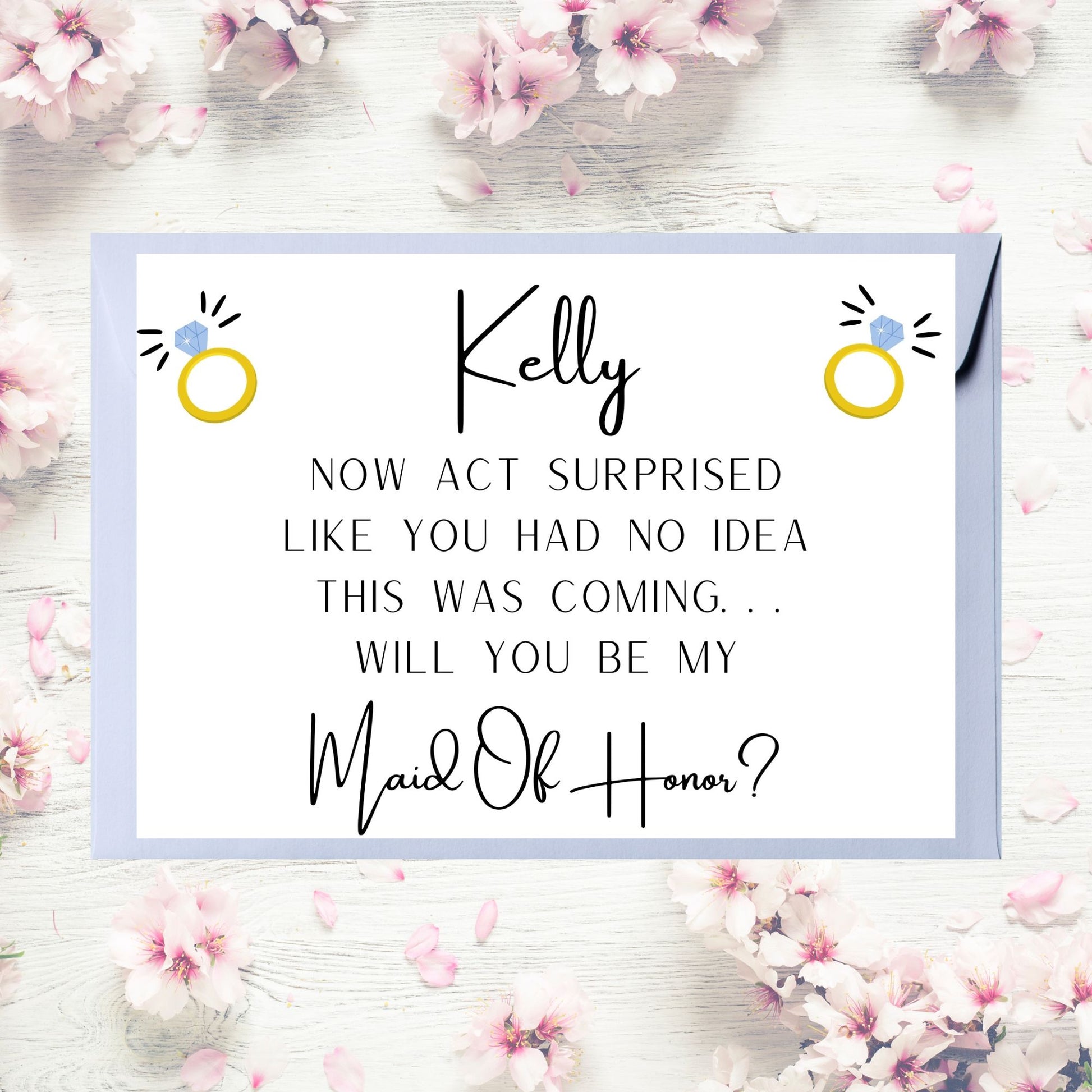 Proposal card for maid of honor with floral background